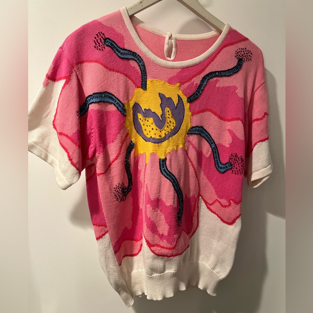 Vintage Floral Sparkle Knit 🌸 🦋 Size M